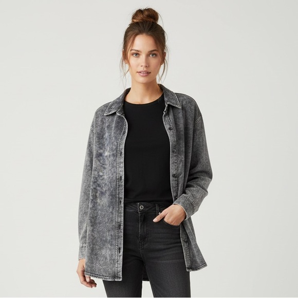 Jane and Delancey Tops - JANE + DELANCEY Acid Wash Button Down Shirt Jacket Shacket Size 1X